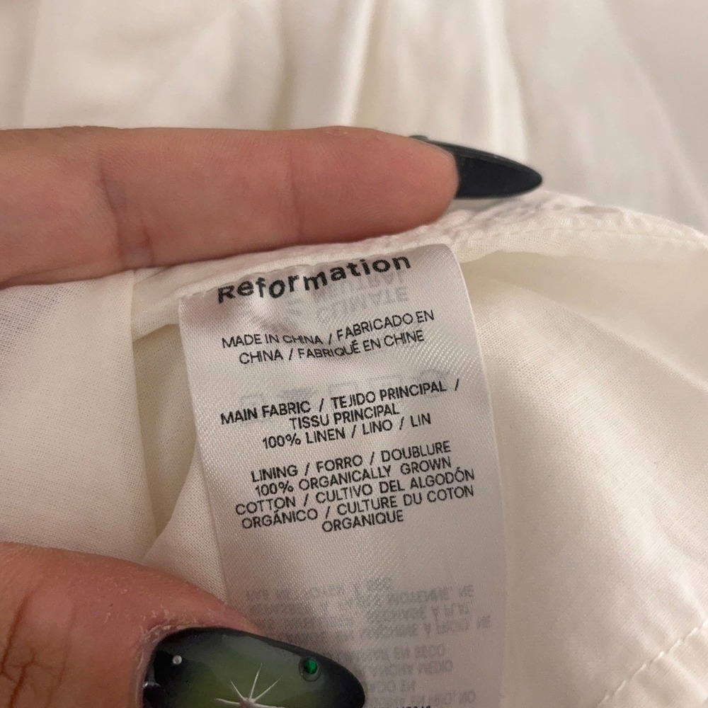 Reformation Cammie Dress Womens 0 White Linen Square Neck Mini Cottagecore - Picture 8 of 9